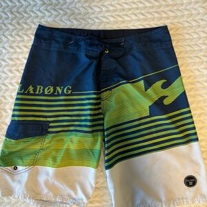 Billabong Men's Navy and Lime Board Shorts